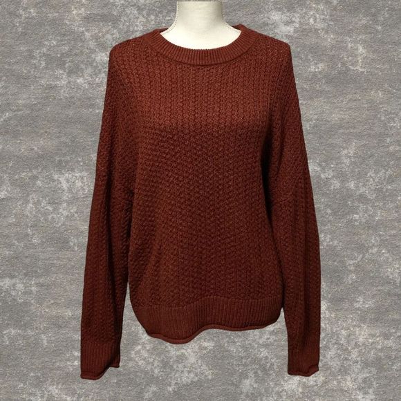 Universal Thread Sweaters - UNIVERSAL THREAD | Rust Orange Crewneck Pullover Knit Ribbed Sweater Size XXL
